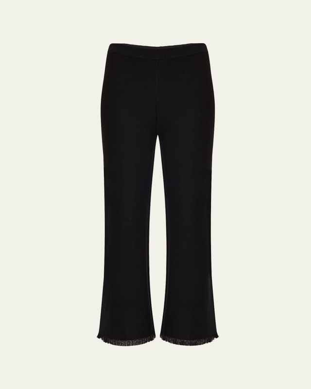 Bowen Fringe-Hem Pique Pants